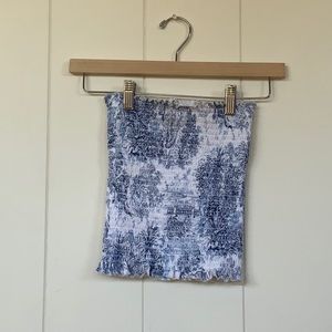 Blue garden print tube top